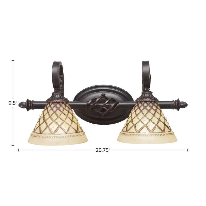 Eleganté 2 Light Bath Bar Shown In Dark Granite Finish With Glass, Chocolate Icing