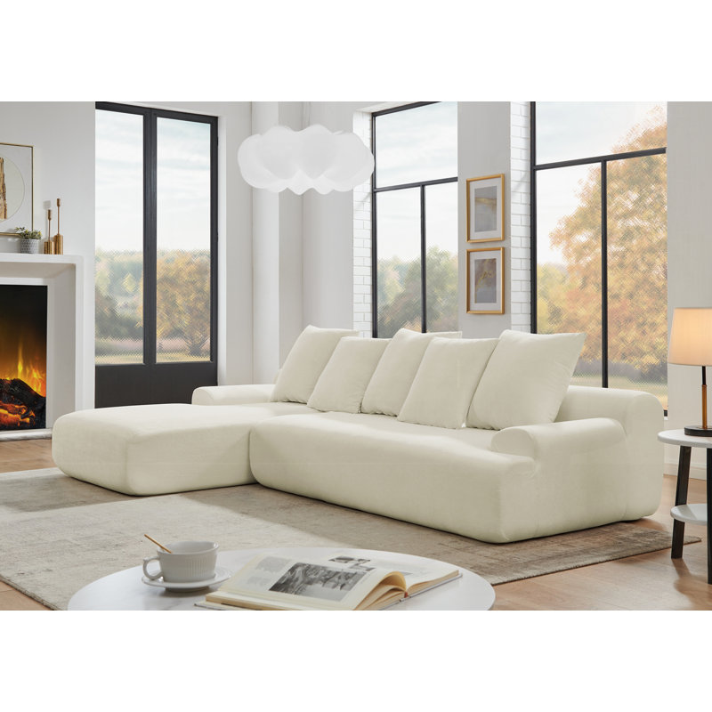 Canapé modulaire modulaire désossé Tavian, Velours beige