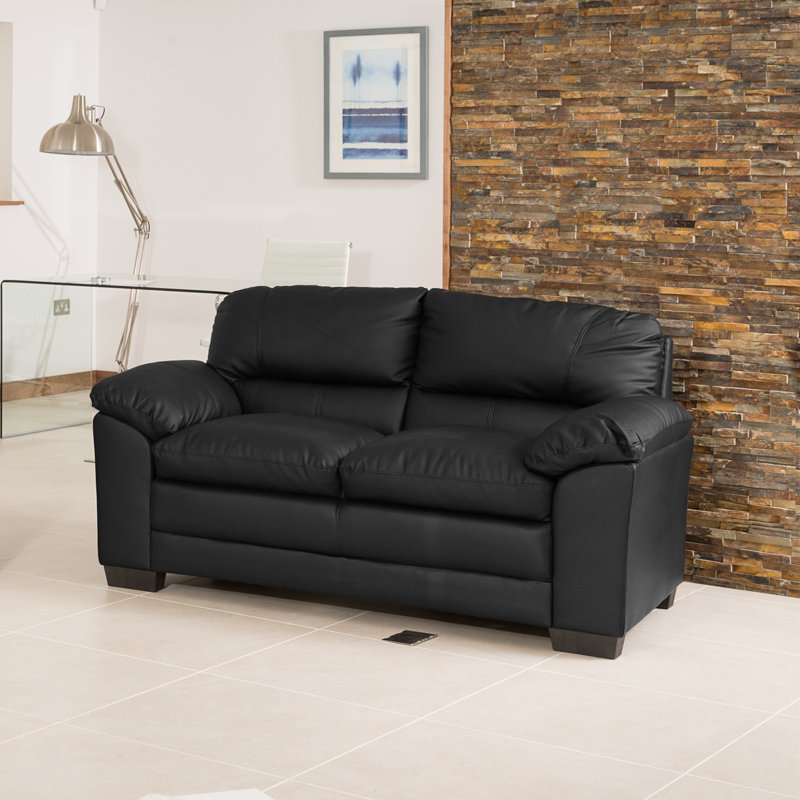 Robidoux 2 Seater Faux Leather Loveseat, Black