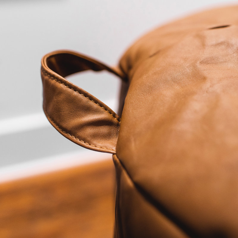 Big Joe Milano Vegan Leather Bean Bag Chair with Massage Function, Caramel Vegan Leather
