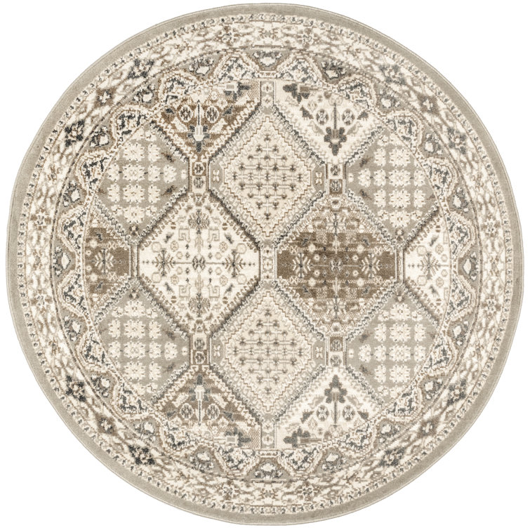 Daye Traditional Tiled Power Loom Performance Gray/Beige Rug