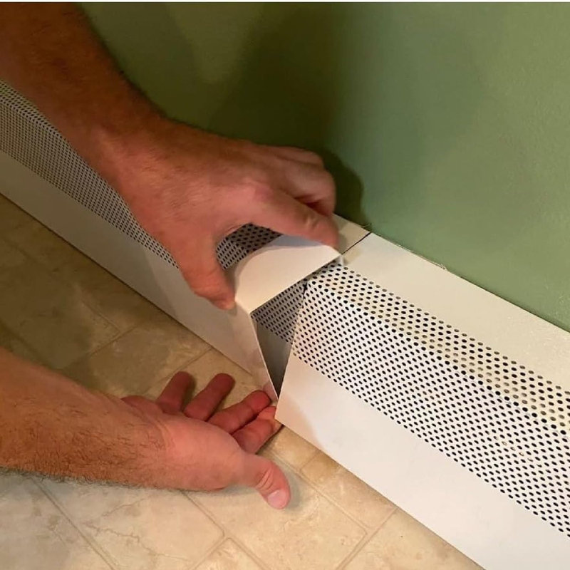 Baseboarders Basic Rust-Resistant Steel Easy Slip-On Baseboard Heater Cover Coupler – White