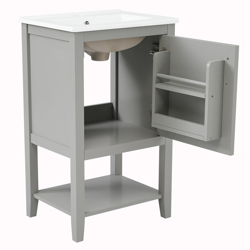 Meuble-lavabo de 20 po avec lavabo, Gris