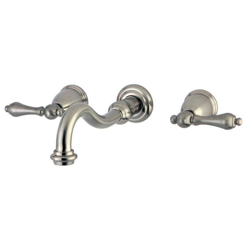 Kingston Brass Vintage Two-Handle 3-Hole Wall Mount Bathroom Faucet, Brushed Nickel