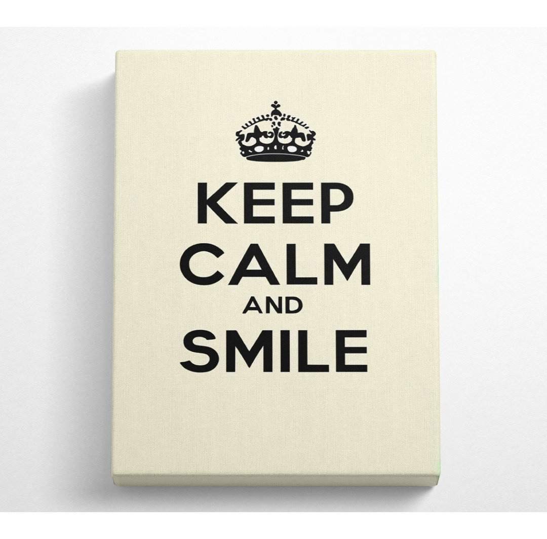 Keep Calm Smile Cream - Leinwand-Kunstdrucke im Wrap