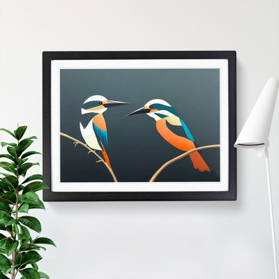 Abstract Kingfisher Birds - Framed Print