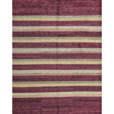 Hand-Knotted High-Quality Purple and Beige Area Rug