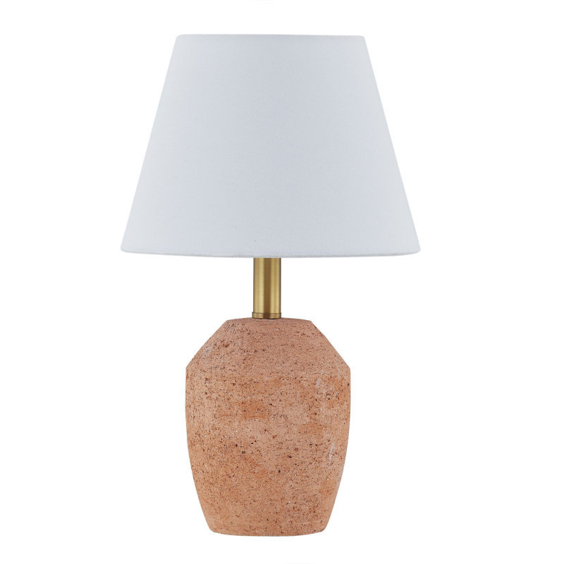 Ifeyinwa 13" Mini Lamp with Linen Shade, Rust Orange