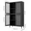 Armoire de rangement classique en métal avec 4 portes en verre et 4 tablettes avec armoire sur pied - Begonia