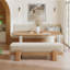 Linen Blend Upholstered Bench-2081850334