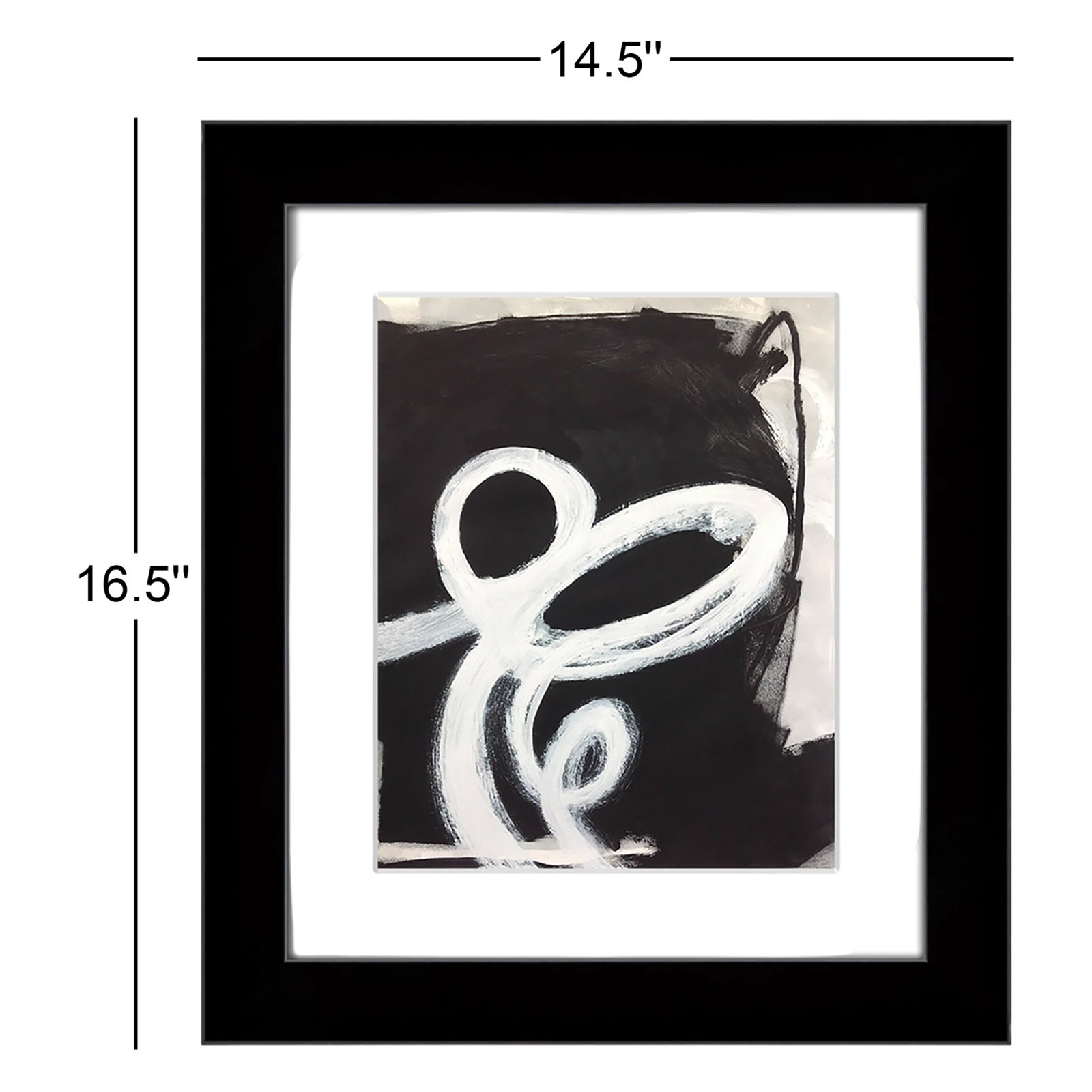 Bronte "Swirly Swirls II" Print, Black Cube Frame Matted, 16.5" H x 14.5" W x 1.25" D  