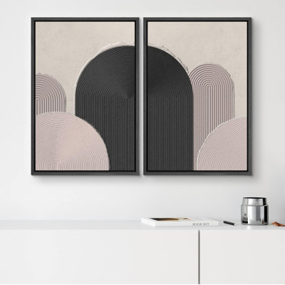 Dark Mid-Century Modern Abstract Shape Minimal Artwork Boho Wall Décor - No Texture Canvas Print