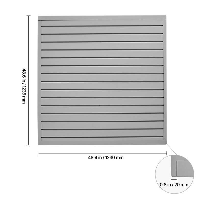 Slat Wall Paneling, 4 x 4 ft, PVC Garage Slatwall with Modular Design, Grey Slat Wall Easy-to-Install Adjustable Slatwall Panel with Coupling Structure & DIY Cutting, Fits for Storage & Display