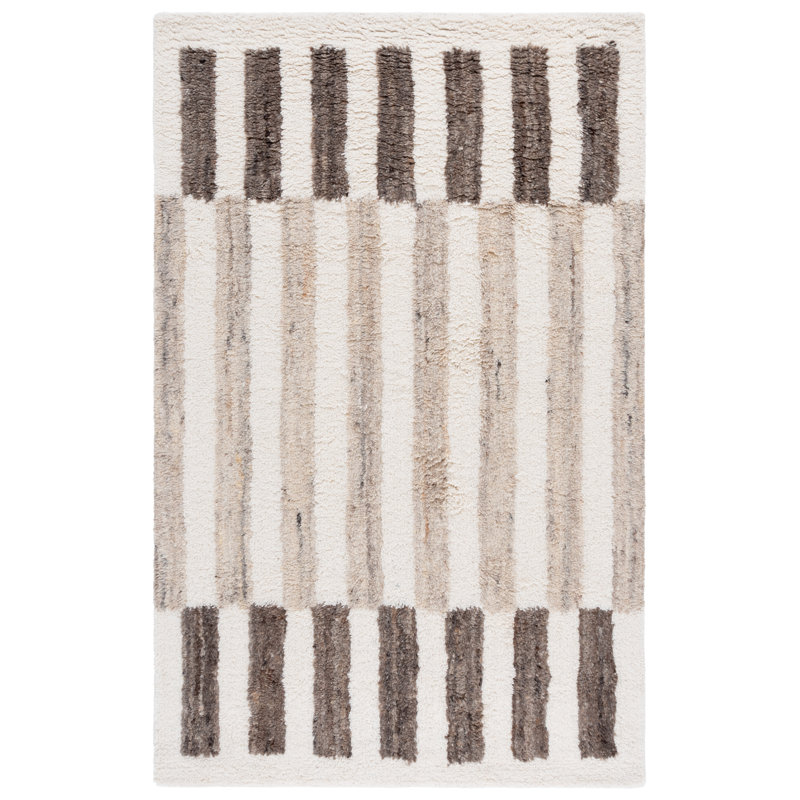 Kairese Hand Tufted Wool Pile Striped Rug, Rectangle 5' x 8'