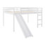 Lit mezzanine avec glissade, conception multifonctionnelle, lit double (blanc)