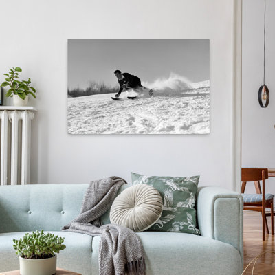 Art des années 1940, ski alpin, course de neige rapide, hiver, plein air, classique, rétro, rétro, paysage d'hiver