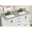Dessus de meuble-lavabo 61 po en quartz gris terre avec double lavabo et dosseret blanc