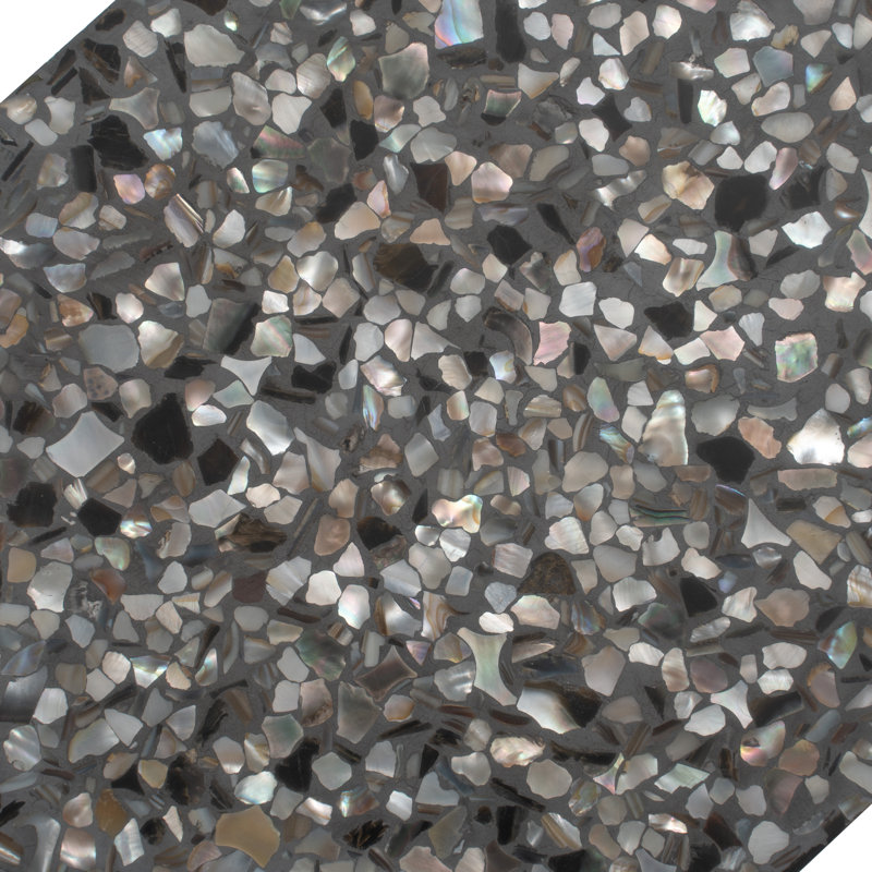 Amalfi 9x8 in. Black with Amber Pearl flecks Glossy Shell, Terrazzo Hexagon Wall and Floor Tile (1.8 sq ft/case, 5-Pack)
