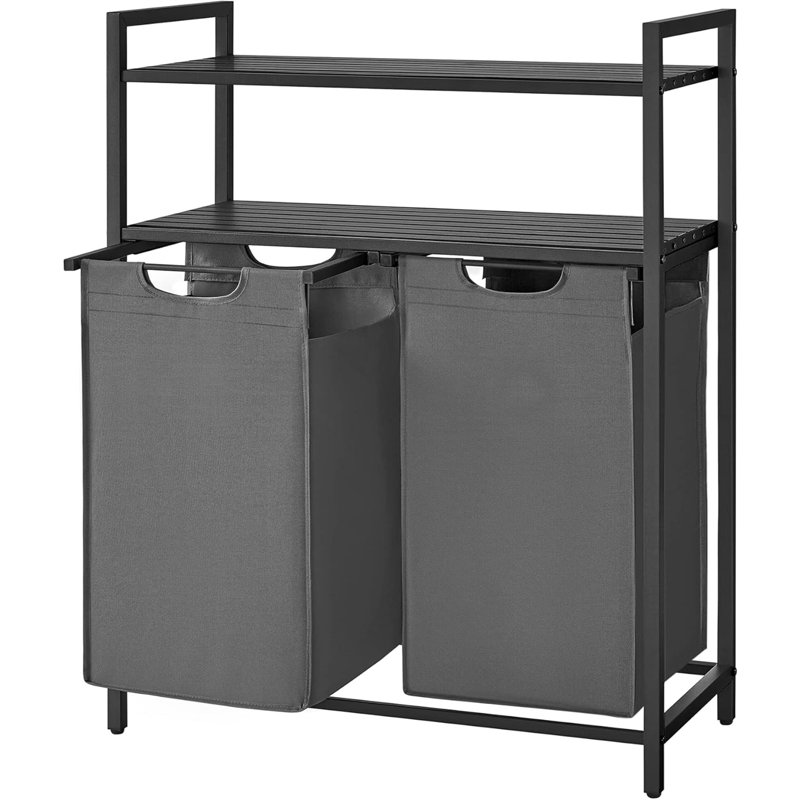 Bhargava Laundry Hamper with Handles, Black/Grey