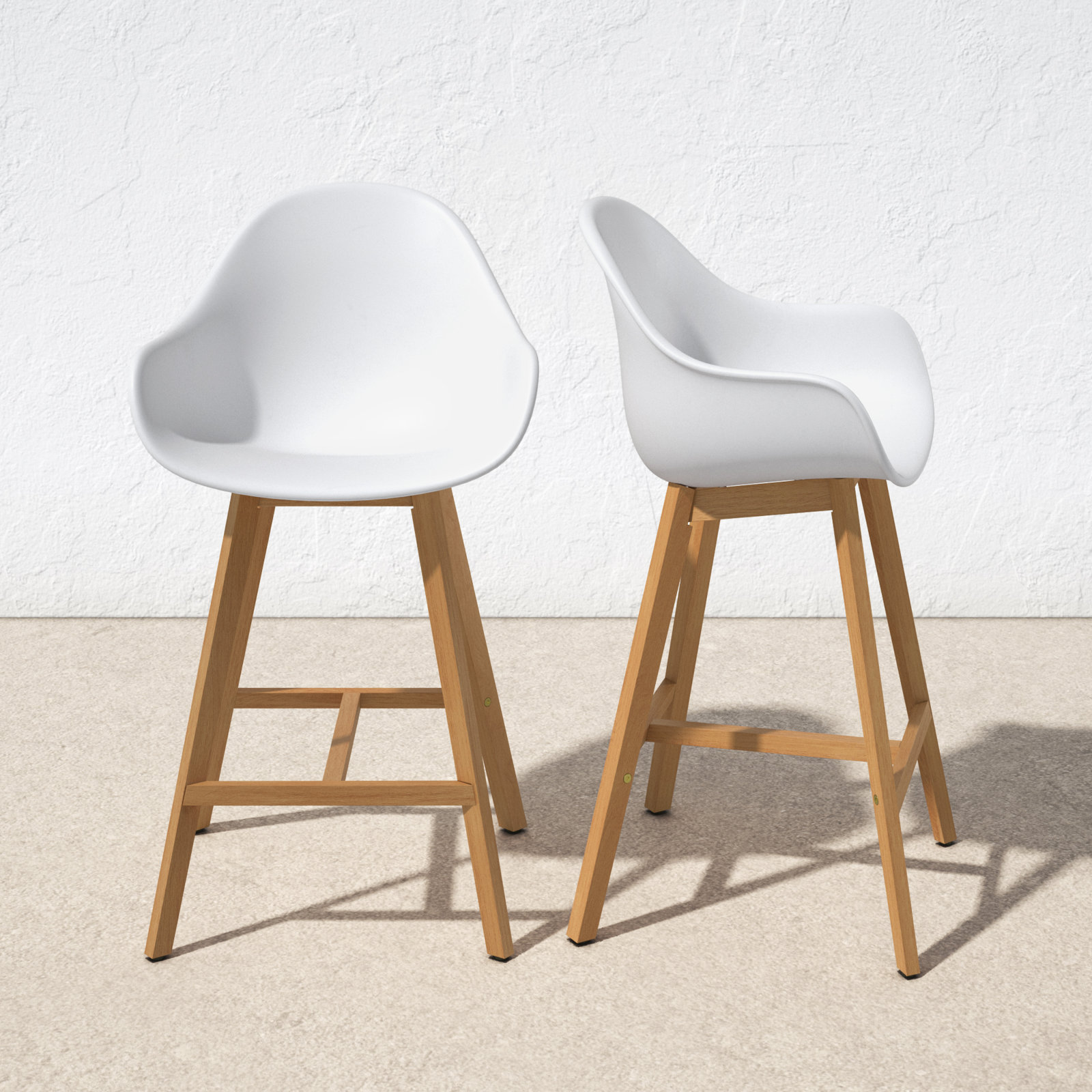 Rafael 40.5'' Eucalyptus Outdoor Bar Stool, Light Teak