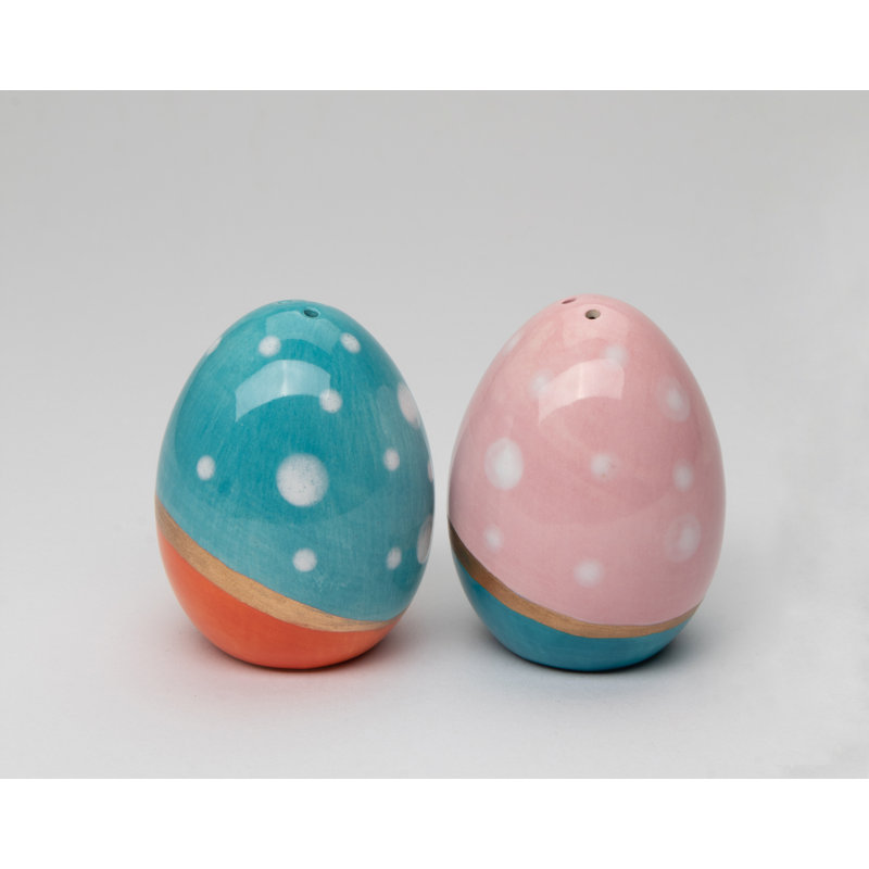 Ensemble de salière et poivrière Pâques et rose