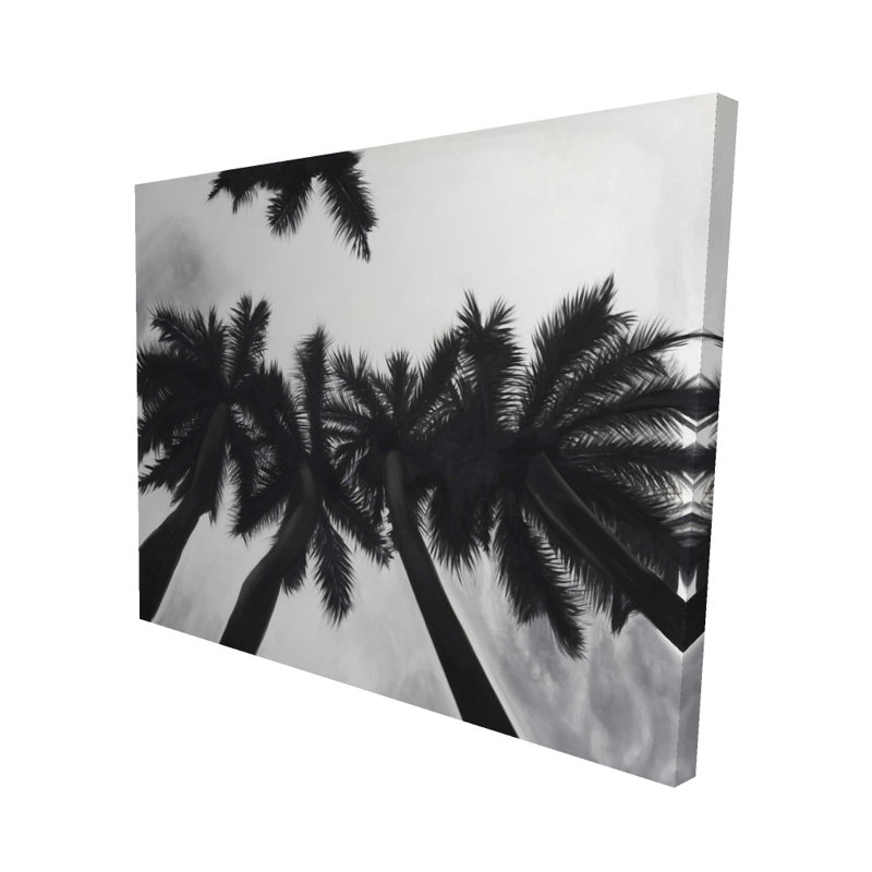 Palmiers monochromes - art sur toile noir et blanc