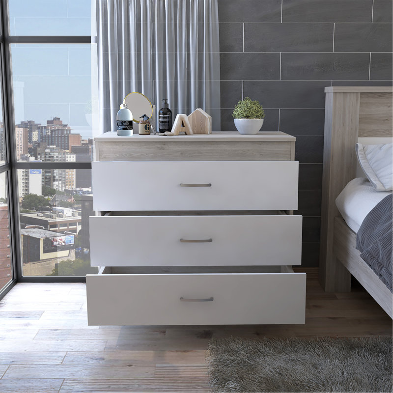 Commode 3 tiroirs Bethage - blanc
