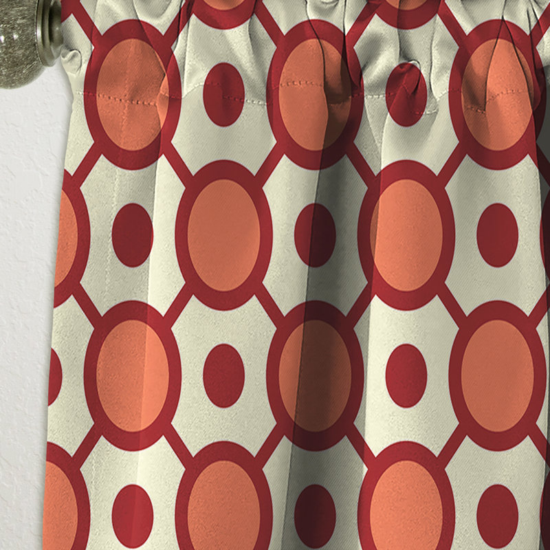 Panneau de rideau simple occultant à motif géométrique abstrait de style rétro Mid-Century, L 52 po x L 108 po