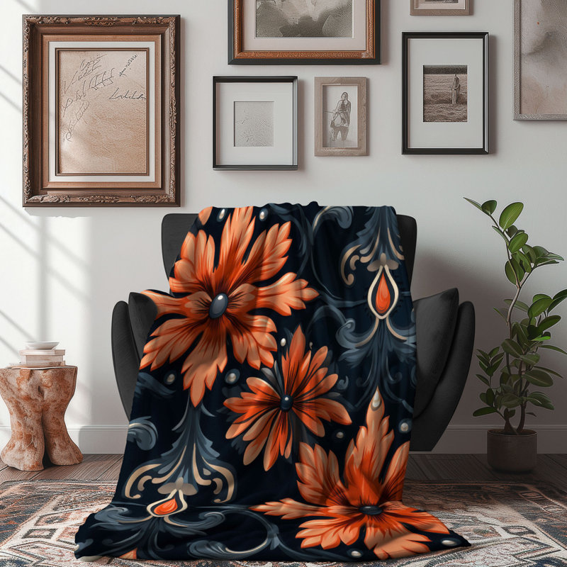 Baroque Patterns - 1 Piece Premium Sherpa Blanket, Twin