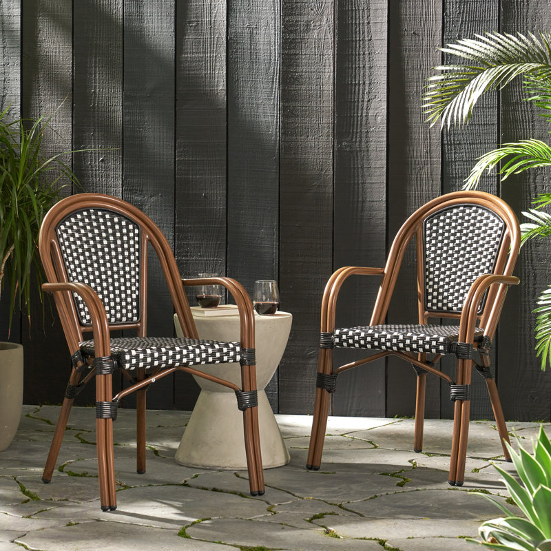 Chaise bistro (ensemble de 2), Blanc/Noir