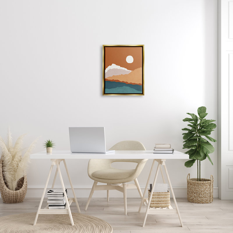 «Abstract Mountain Peaks Round Moon Nature Scene» par JJ Design House LLC - Peinture, H 21 po x l 17 po x P 1,7 po