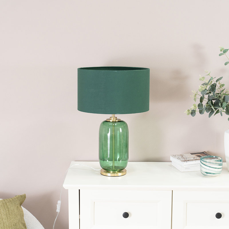 Anacristina Glass Table Lamp, Green, Forest Green