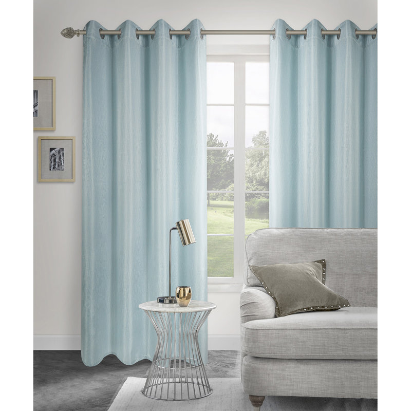Panneau de rideau simple à œillets en jacquard tissé avec œillets Safdie & Co. Inc, Bleu marine, L 54 pi x H 84 pi