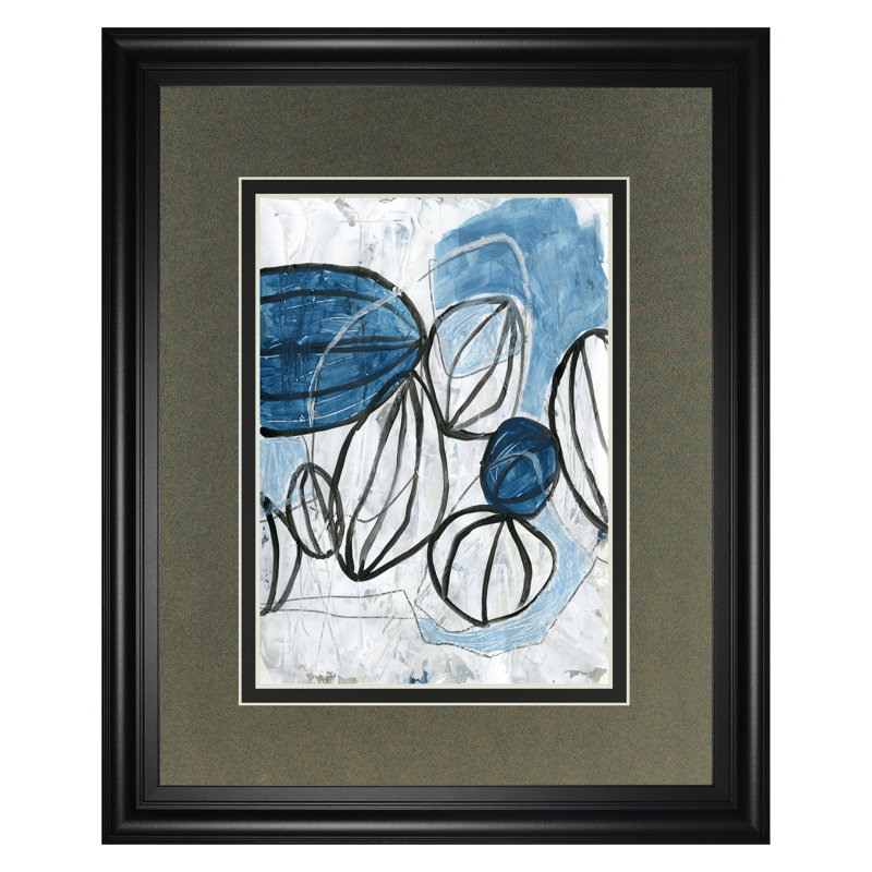 Art mural lanternes bleues - 34 po x 40 po - cadre noir