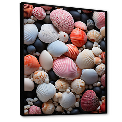 Coquillage rose sur la plage - impression