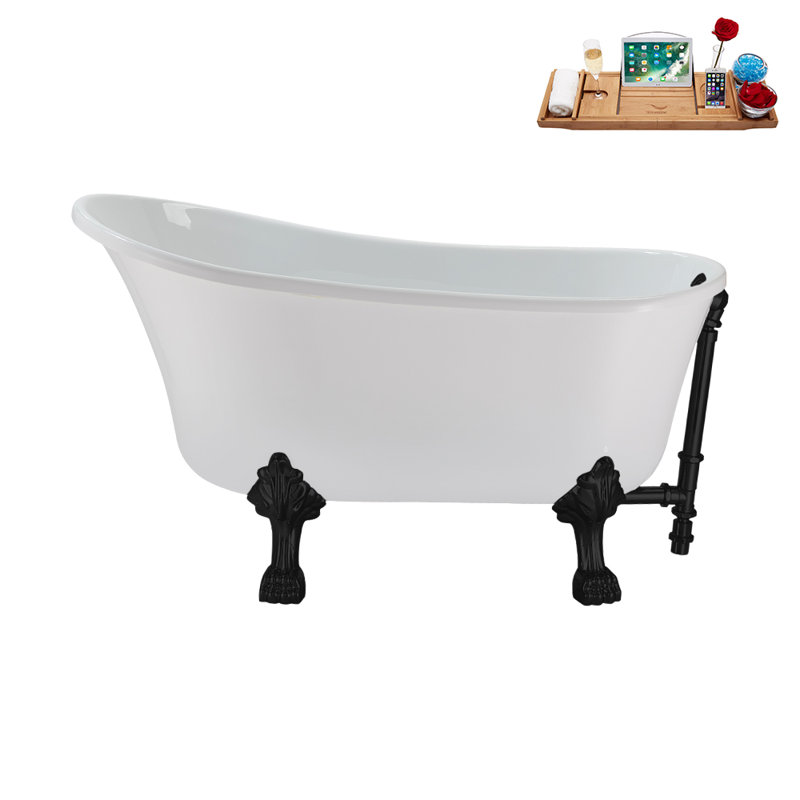 51.2'' x 25.6'' Soaking Acrylic Bathtub, Matte Black, Matte Black