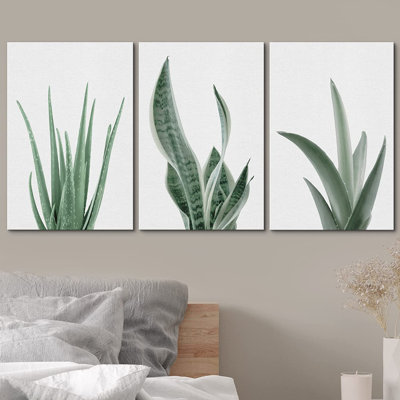 IDÉE4WALL, reproduction d'art sur toile, ensemble minimaliste de plantes, plante d'agave, plantes grasses, nature sauvage, photographie, art moderne, bohème décoratif pour le salon, la chambre à coucher, le bureau