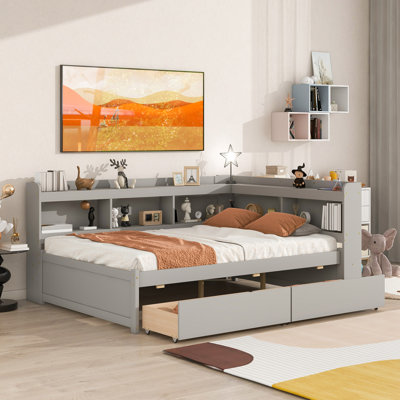 85"" Storage Bed with L-shaped Bookcases -  Red Barrel Studio®, 9B2A81B7090A48EE89834FE0F37EEEFD