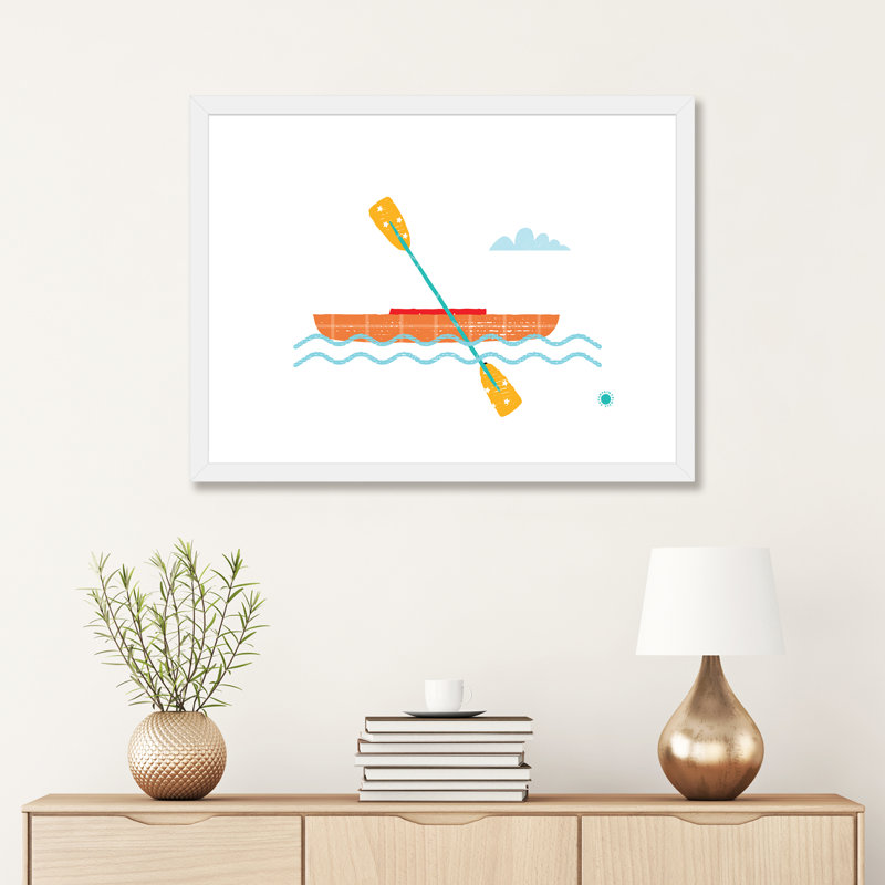 Kayak - reproduction d'impression, Blanc, H 24 po x l 32 po x P 1 po, Papier encadré blanc