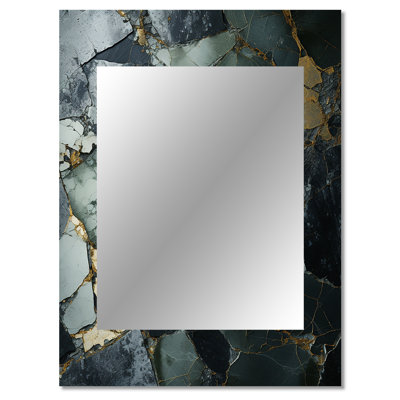 Golden and green Terrazzo Marble Elegance I - Marble Mirror, Green Unique Wall Mirror, Printed Metal Art