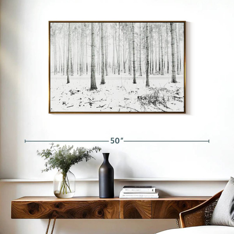 Forêt d'hiver de Langenargen, Cadre flottant doré, 37 po x 25 po