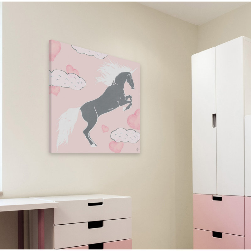 Crouch Crouch Cloudy Unicorn - No Frame Print on Canvas, 61cm H x 61cm W x 3.81cm D