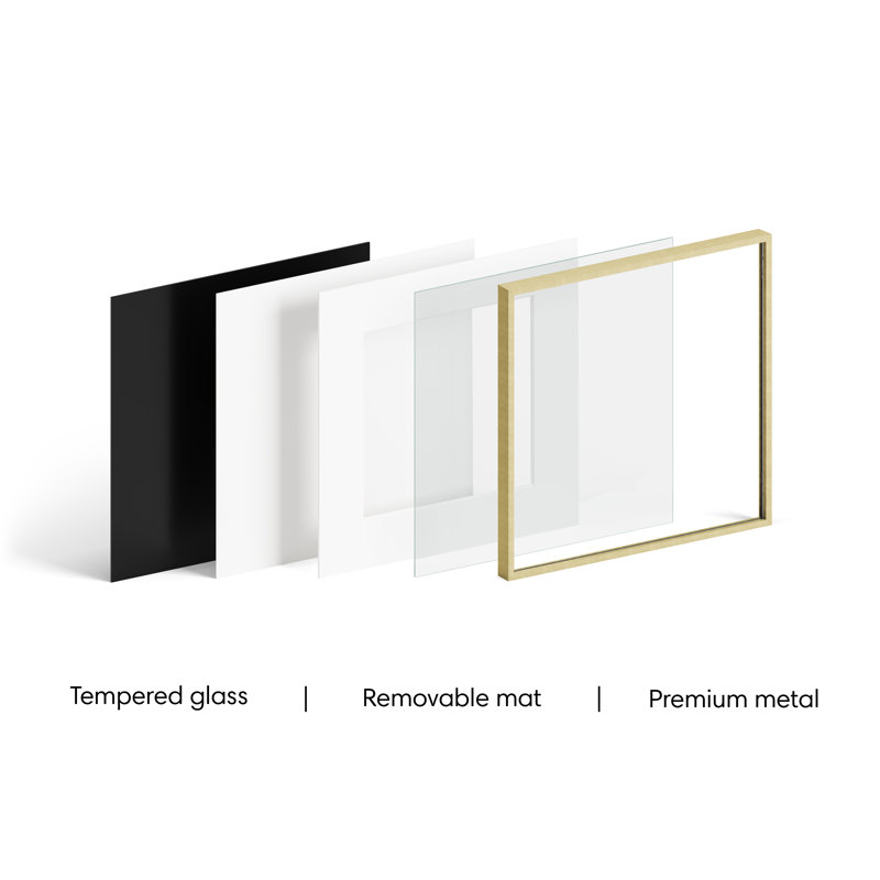 Gold Aluminum 10x10 Picture Frame with Glass and White Mat