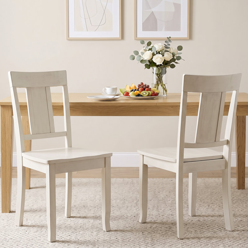 Chaise en bois massif H 17,5 po, Blanc antique