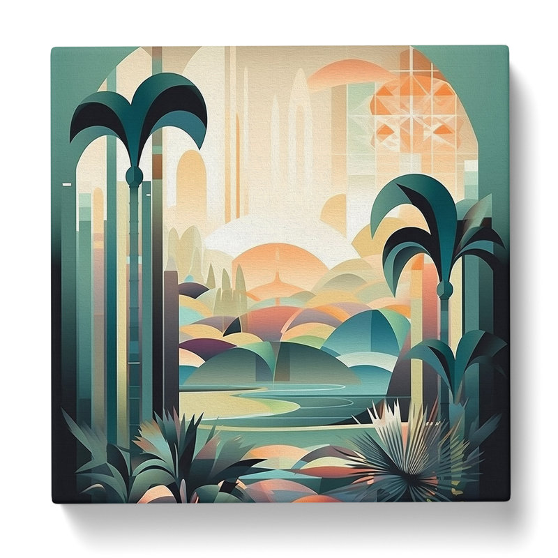 Landscape Art Deco No.3 - Wrapped Canvas, 50cm H x 50cm W x 3cm D