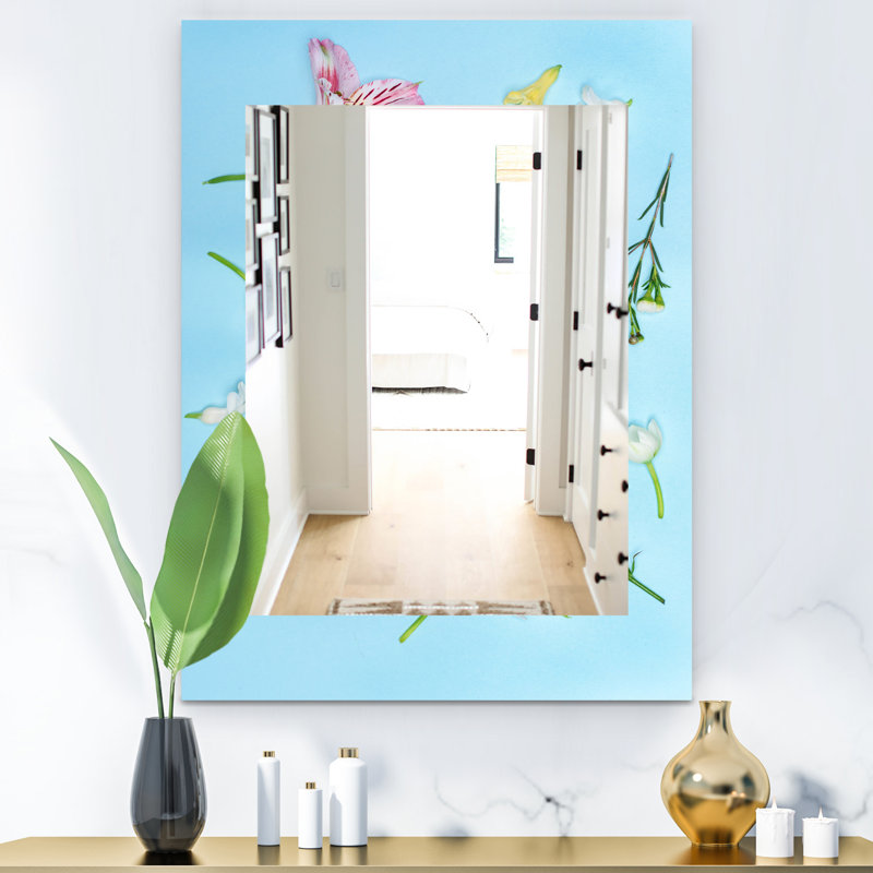 Miroir mural traditionnel Blooming rose, H 24 po x l 32 po