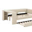 Lit plateforme tapissier pleine grandeur avec tablettes, bureau, station de charge et lit gigogne-1556413733