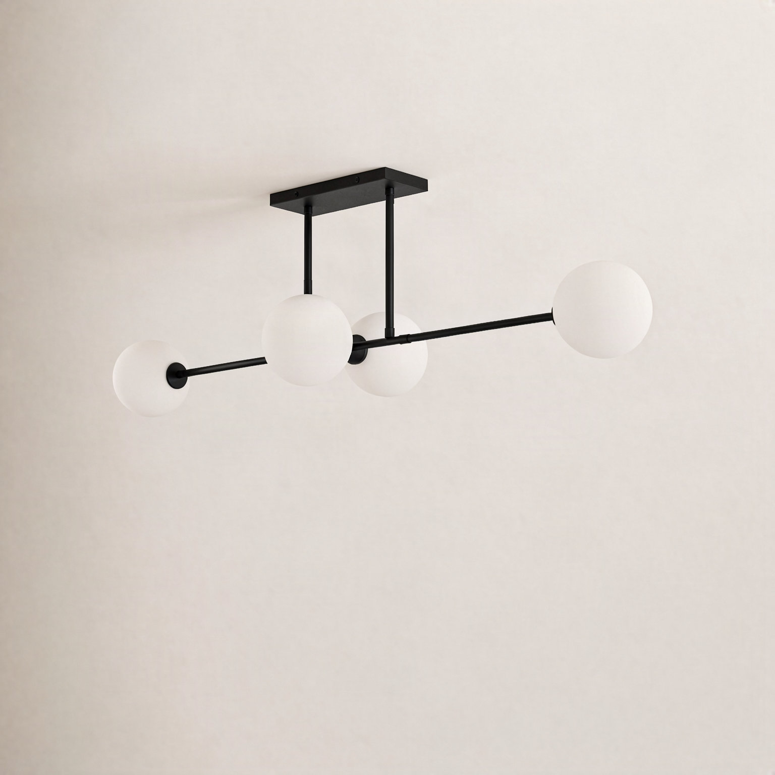 Luanda 4 Light Glass Steel Pendant, Matte Black