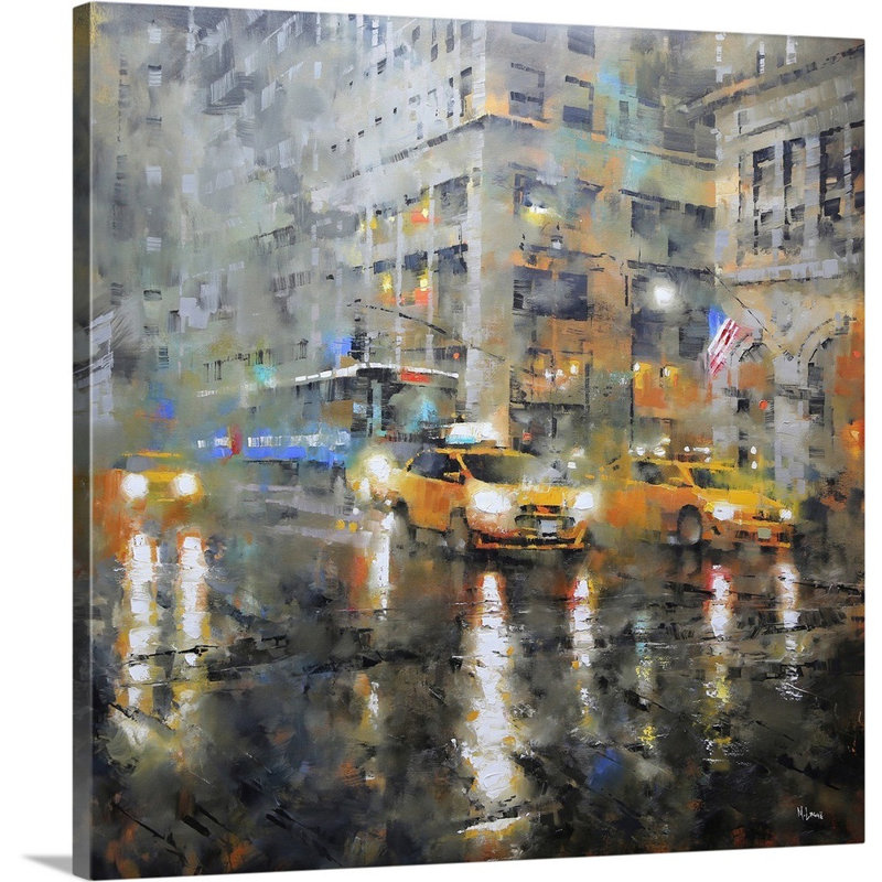 « Manhattan orange Rain » par Mark lague, reproduction d’art sur toile, Toile tendue, H 12 po x l 12 po x P 1,25 po