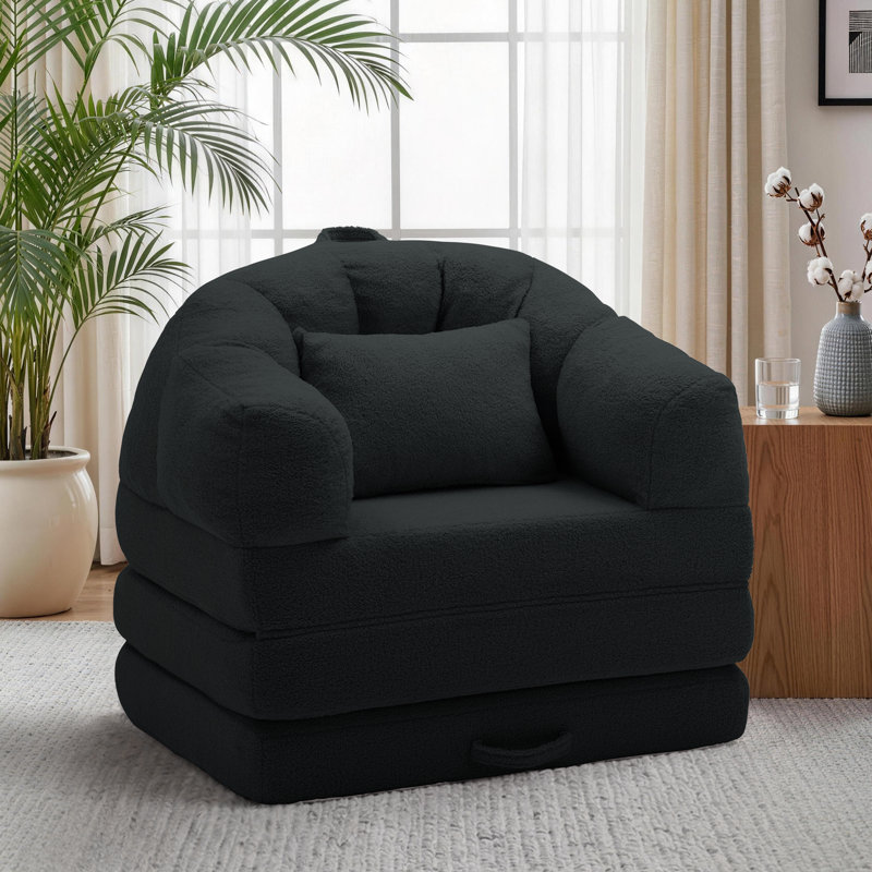 Folding Sofa Bed, Convertible Sleeper Chair with Armrest, Floor Futon Couch with Pillow, Sleeper Single Chair for Adults, Couches for Living Room, Small Couches for Small Spaces